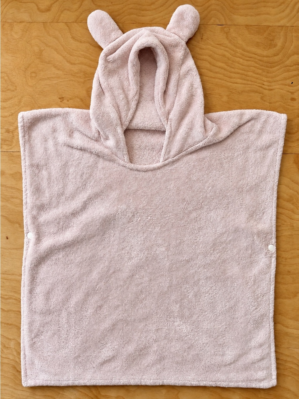 Baby Toddler Hooded Bath Towel Poncho Pink Bear Ears Snap Sides